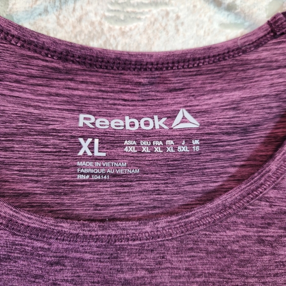 Reebok Womens Purple Work Out Gym Long Sleeve Net Shoulder Design Shirt XL - Picture 2 of 10